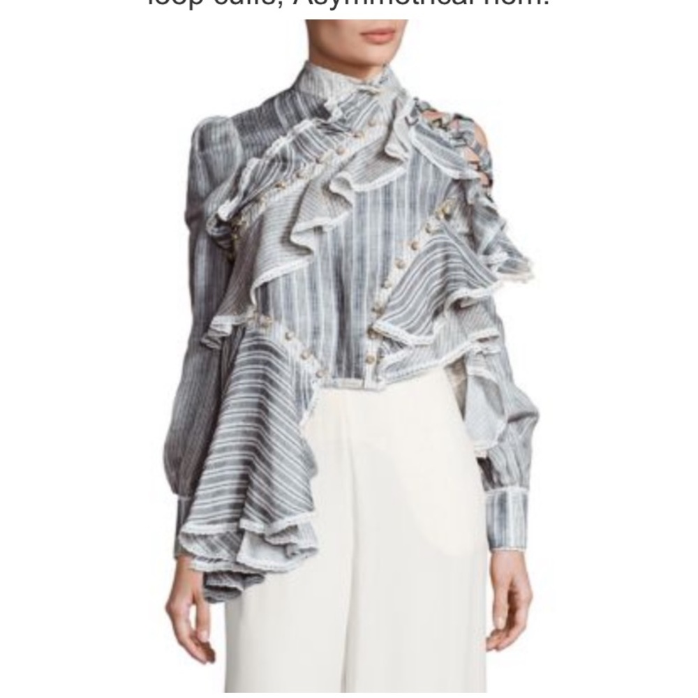 Zimmermann Grey Cavalier Antique Striped Blouse